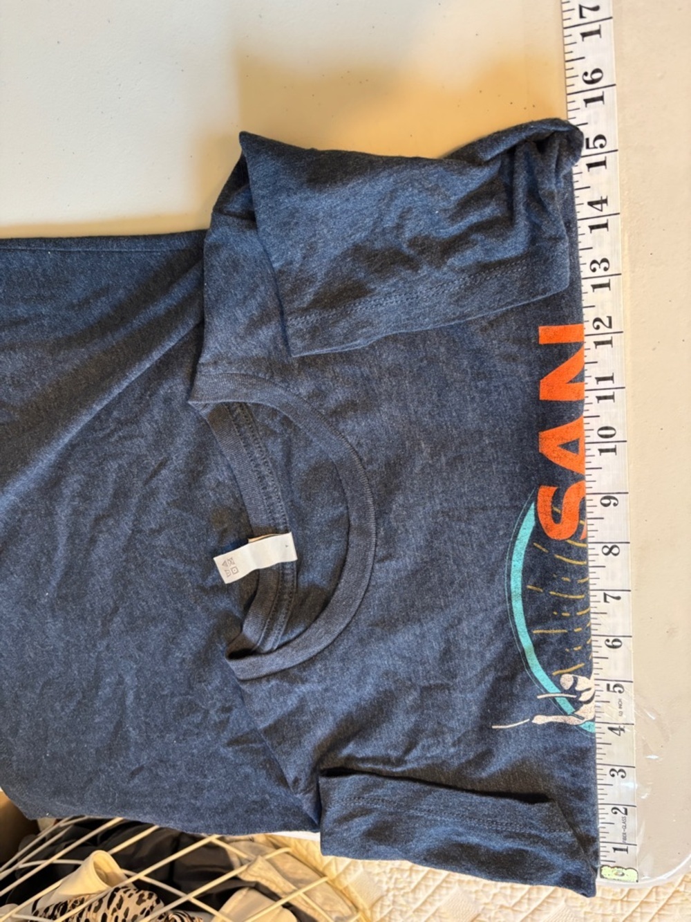 San Jose Taiko Womens Distressed Graphic Tee Size Medium Heathered Blue Drum - Picture 6 of 7
